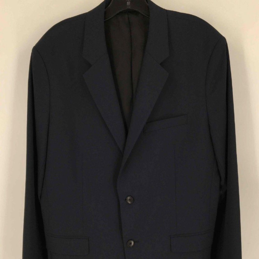 Theory Mens Navy Wool Blend Inner Pockets Single Breasted Two Button Blazer 42R